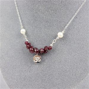 He Ain't Heavy He's My Buddha; Ruby Faceted Onion, Spacers & Sterling Silver Peace Charms