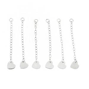 925 Sterling Silver Heart Charm Extenders, Approx 2in (pack of 6)