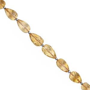45cts Citrine Straight Drill Graduated Faceted Drop Approx 8x6 to 11x7mm, 17cm Strand with Spacers