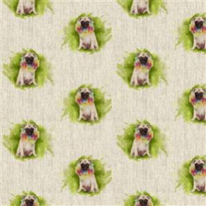 Pug All-Over Linen Look 0.5m