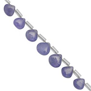 23cts Tanzanite Smooth Heart Approx 4 to 7mm, 20cm Strand With Spacers