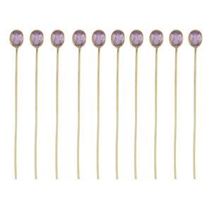 2.25cts Amethyst Gold Flash Sterling Silver Head Pin Oval 4x3mm length 40mm and width 0.50mm (Pack of 10 Pcs.) 