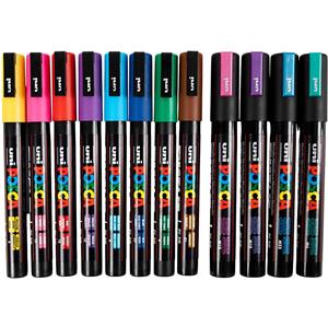 Posca markers, assorted colours, line 0,9 - 2,5 mm, 12 asstd./ 1 pack