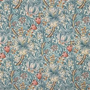 William Morris Golden Lily Cornflower Polyester Fabric 0.5m