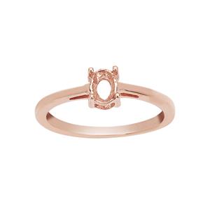 Rose Gold Plated 925 Sterling Silver Oval Ring Mount (To fit 6x4mm gemstone) 1pcs