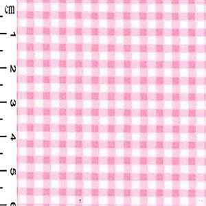 Pink Checks on White Gingham Cotton Poplin Fabric 0.5m