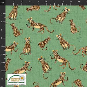 Coco's Safari Leopards Green Fabric 0.5m