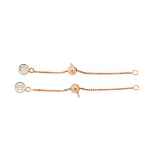 Rose Gold Plated 925 Sterling Silver 2inch Extender Chain with Slider Bead with 0.86cts White Topaz, Faceted Round 2pcs