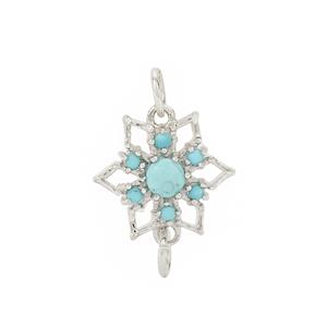 925 Sterling Silver Snowflake Connector Approx 15mm with Gem Set Sleeping Beauty Turquoise