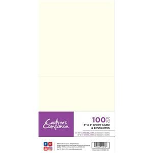 Crafters Companion  - 5 x 5 Ivory Cards & Envelope 100pc