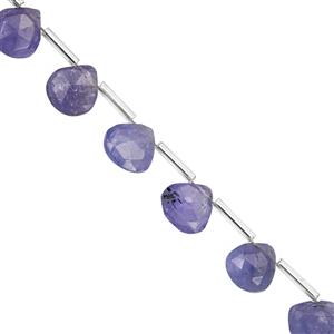 32cts CLOSE OUT DEAL!!!!! Tanzanite Faceted Heart Approx 5 to 9mm, 25cm Strand With Spacers 