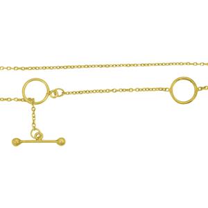 Gold 925 Sterling Silver Cable Chain with Extender and Toggle Clasp, 16