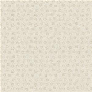 Lynette Anderson Good Boy and Kitty Collection Paw Print Cream Fabric 0.5m