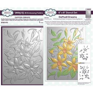 NEW Creative Expressions 3D Embossing Folder and companion Stencil set - Daffodil Dreams