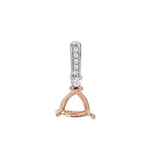 Rose Gold Plated 925 Sterling Silver Triangle Pendant Mount (To fit 6mm gemstones) Inc. 0.09cts White Zircon Brilliant Cut Round 1 to 2mm - 1Pcs