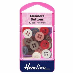 Mender Buttons Assorted Colours 30 Pieces
