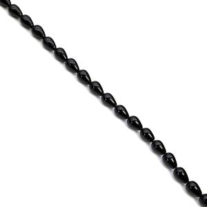130cts Black Obsidian Drops Approx 8x12mm, 38cm Strand