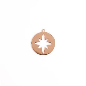 Rose Gold Plated 925 Sterling Silver North Star Cut Out Pendant Approx 20x22mm