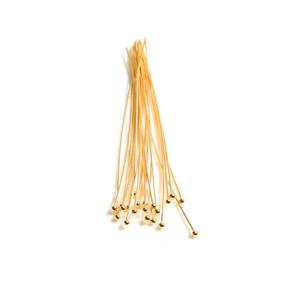 JM Essential 925 Gold Plated Sterling Silver Ball Head Pins - 75mm 22 Gauge/0.64mm - (20pcs)