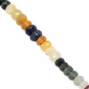 35cts Multi-Colour Sapphire Faceted Rondelle Approx 3.5x2 to 6x3mm, 15cm Strand
