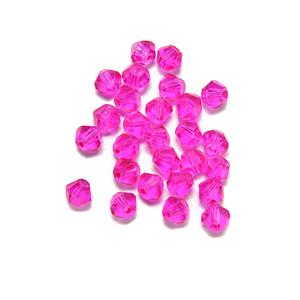 4mm Glass Bicones Hot Pink, 25pcs