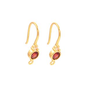 January Birthstone Collection: Gold 925 Sterling Silver Earrings with Garnet and White Zircon with Loop Approx 5mm Garnet, 2mm White Zircon, 1 Pair