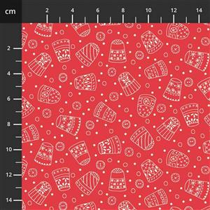 Mandy Shaw Say It With A Stitch Thimbles Red Fabric 0.5m