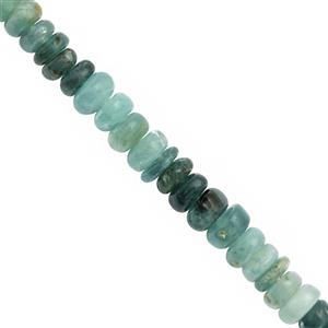 28cts Grandidierite Smooth Rondelles Approx 3x1mm to 5x3mm 15cm Strand with Hematite Spacers