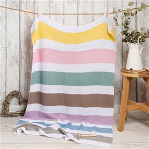 Wool Couture Multi Summer Rainbow Blanket Knitting Kit With Free Knitting Needles Worth £4