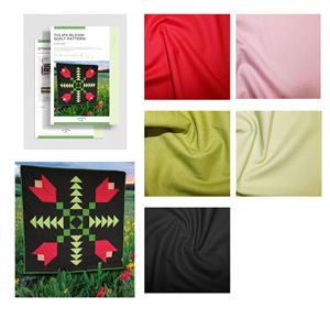 Rope & Anchor Black Tulip Quilt Kit: Pattern & Fabric (5m)
