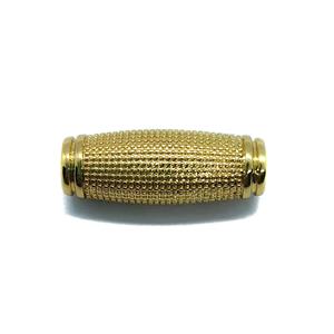 Gold Plated Base Metal Textured Spacer Bead, Approx 25mm x 10mm , 1pcs