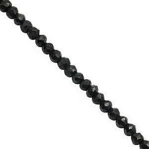42cts Black Spinel Faceted Rondelle Approx 3x2 to 4x3mm, 32cm Strand
