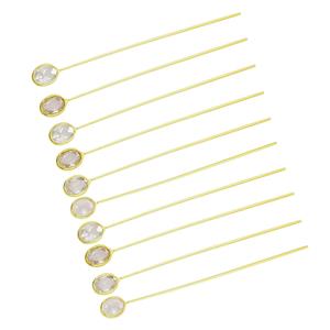 gold Flash Sterling Silver Head Pin in Oval 4x3 Rose Quartz length 40mm and width 0.50mm (Pack of 10 Pcs.)