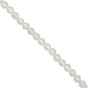 23cts Natural White Topaz Faceted Rounds Approx 3mm, 30cm Strand