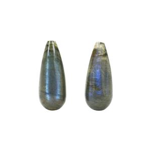 32cts Labradorite Smooth Drops Approx 25x10mm (Top Drilled) Pair of 1pcs