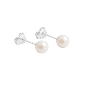 White Pearl 925 Sterling Silver Earring Studs Approx 5mm 