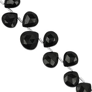 105cts Black Obsidian Top Side Drill Graduated Faceted Heart Approx 11 to 16mm, 21cm Strand with Spacers
