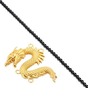 Gold Plated 925 Sterling Sliver Dragon Multi-Strand Connector & Black Jadeite Project With Instructions By Alison Tarry