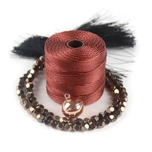 Coffee Colour Hematite 30cm, Rose Gold 925 Sterling Silver Magnetic Clasp & Sienna S-Lon 
