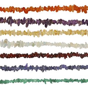 1240cts Multi Gemstone Chakra Nuggets Approx 2x1to 9x2mm, 80cm Strand Pack of 7