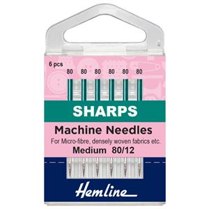 Hemline Sewing Machine Needles Sharps-Micro Medium Pack of 6
