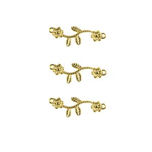 Gold Plated 925 Sterling Silver Flower Connector, Approx 20mm, 3pcs