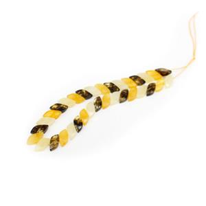 Baltic Multi Colour Amber Twisted Marquise Strand Approx 12x6mm, 20cm (Inc. Butterscotch, Earthy, Off White))