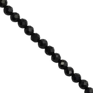 16cts Black Onyx Faceted Round Approx 3mm, 25cm Strand