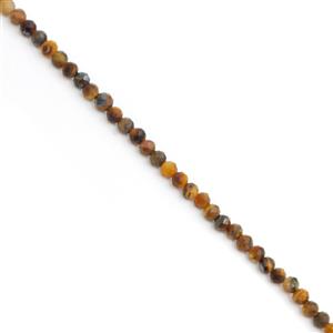 20cts Yellow Tigers Eye Faceted Rounds Approx 3mm, 38cm Strand