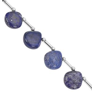 66cts Lapis Lazuli Top Side Drill Graduated Smooth Heart Approx 10to 14mm, 16cm Strand with Spacers
