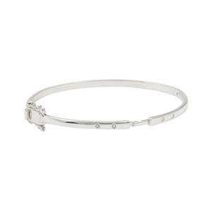 925 Sterling Silver Bangle with 0.08cts White Topaz for Clip-On Oval Pendant, Approx 52x62mm