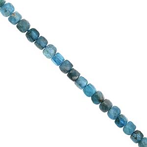 70cts Neon Apatite Graduated Faceted Cube Approx 3.50 to 4.50mm, 38cm Strand