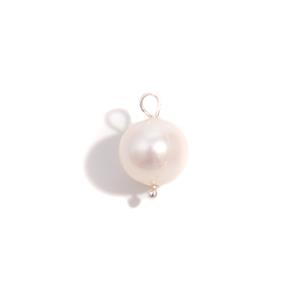 925 Sterling Silver White Freshwater Pearl Charm, Approx 8-9mm 
