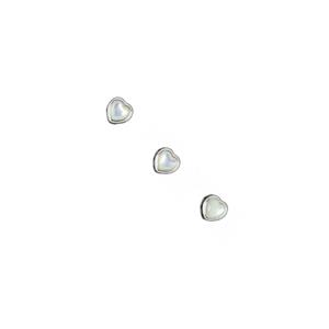 925 Sterling Silver Heart Spacer Bead With Mother Of Pearl Approx 8mm (3pcs)